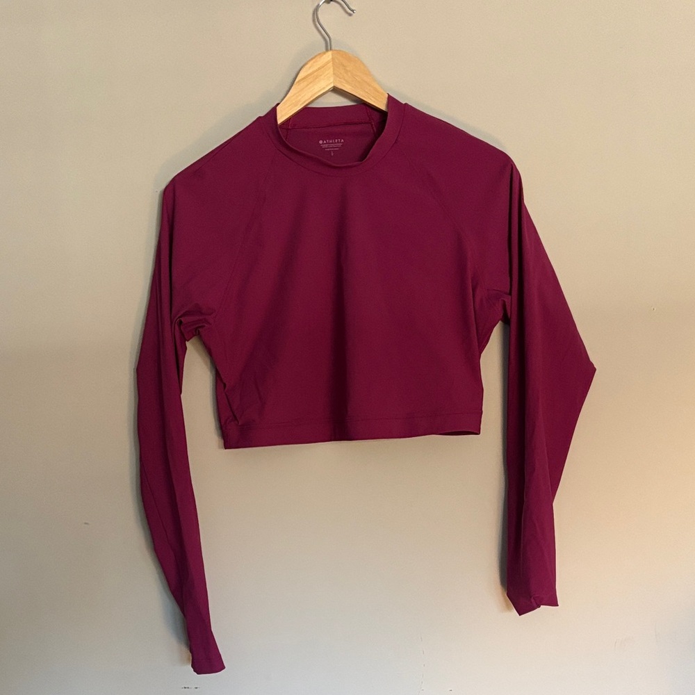 Athleta Burgundy Long Sleeve Crop Top